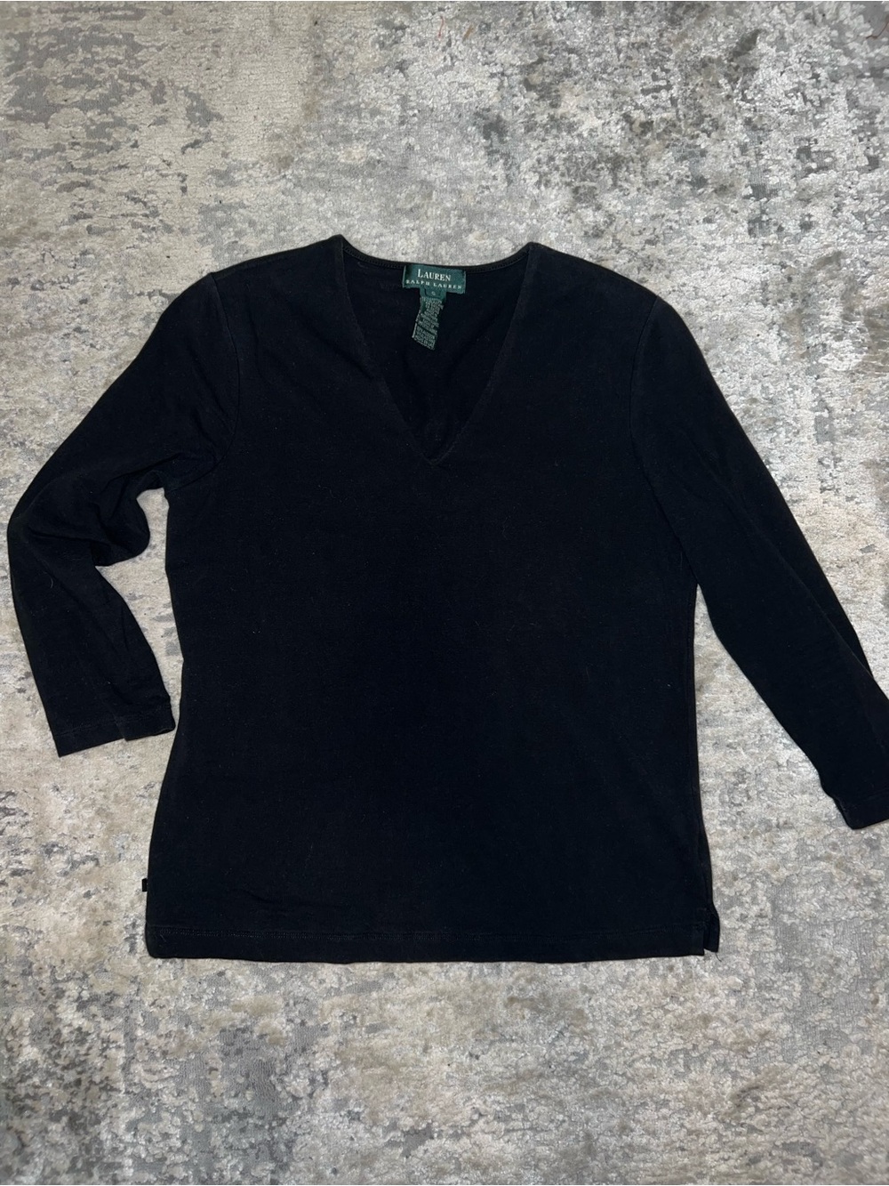 Lauren Ralph Lauren Black V-Neck Pullover Top
